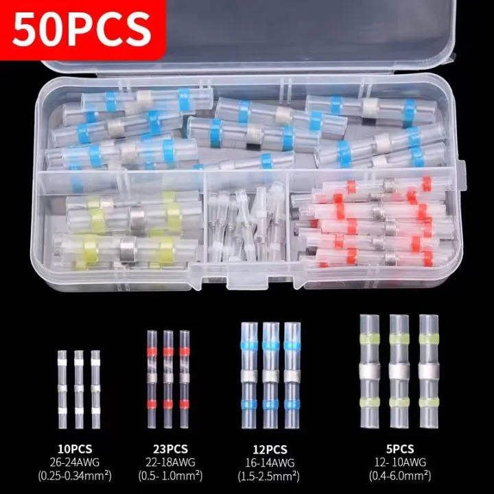 50Pcs With Box 4 Sizes Wire Connector Seal Waterproof Heat Shrinkable