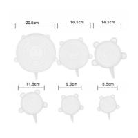 6ชิ้นผ้าคลุมที่ตึงซิลิโคนใช้ซ้ำได้ตู้เย็นไมโครเวฟเตาอบการปิดผนึกอาหารสด-เก็บฝาครอบปิดฝาอุปกรณ์เสริม