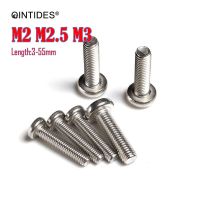 【✔In stock】 shepeng99262925 Qintides สกรูเครื่องหัวสกรูสกรูหัวกลมสแตนเลสหัวสกรูกากบาท M3 M2.5 M2