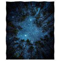 （Contact customer service for customizable blankets）Starry Night Galaxy Tree Forest Blanket Falling Star Natural Plant Flannel Blanket Comfortable Soft Plush Sofa Mattress(Coral plush blankets in stock)