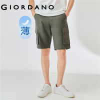 GIORDANO ผู้ชาย กางเกงขาสั้นผ้าฝ้ายทอคาร์โก้เอวกลางบาง Free Shipping 01103302