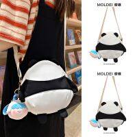 Summer cartoon dolls strange and eccentric childrens cute bags for women 2023 new panda crossbody nylon canvas bag 【QYUE】