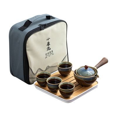 Porcelain Chinese Gongfu Tea Set Portable Teapot Set with 360 Rotation Tea Maker and Infuser Portable All in One Gift