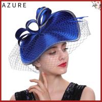 AZURE พร้อมผ้าคลุมหน้า หมวกดาร์บี้ น้ำหนักเบามาก สีทึบทึบ ที่คาดผม Kentucky ของใหม่ ขนนกสีขาว หมวกโบสถ์ สำหรับผู้หญิง