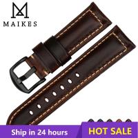 MAIKES Watch Accessories Watchbands 18mm - 26mm Brown Vintage Oil Wax Leather Watch Band For Samsung Gear s3 Fossil Watch Strap