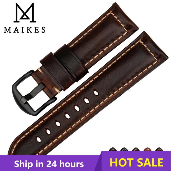 maikes-อุปกรณ์เสริมของนาฬิกาสายนาฬิกาข้อมือ18มม-26มม-สีน้ำตาลเคลือบแว็กซ์น้ำมันนาฬิกาหนังวินเทจสำหรับ-samsung-เกียร์-s3ฟอสซิลสายนาฬิกา