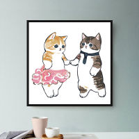（HOT) การ์ตูนน่ารักแมวน้อยวาดด้วยมือสี ภาพวาดสีน้ำมันดิจิตอล diy ภาพวาดสีน้ำมันภาพวาดระบายสีด้วยมือสำหรับเด็กที่เรียบง่าย