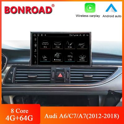 Bonroad 9 เครื่องเล่นเครื่องเสียงในรถยนต์สำหรับแอนดรอยด์วิทยุ Apple Carplay 4GB 64GB สำหรับ Audi A6/C7/A7จอจีพีเอสอัตโนมัตินำทาง2012-2018