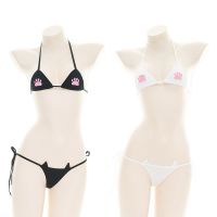 〖Gesh department store〗Sexy Bikini Cute Cat Paw Print Underwear Micro Bikini Set Exotic Lingerie Suit Lolita Maid Cosplay Kawaii Bra and Panty Swimwear