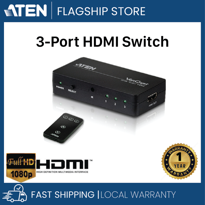 3-Port True 4K HDMI Switch - VS381B, ATEN Video Switches
