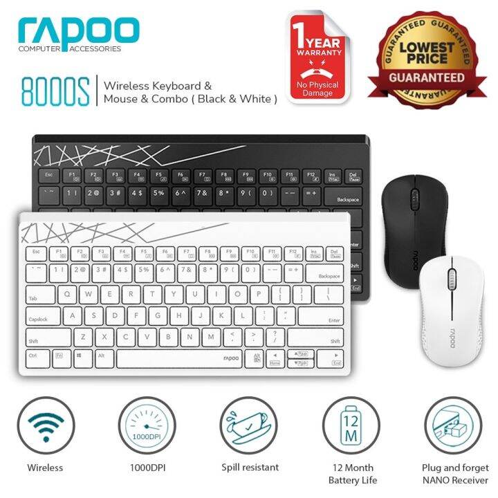 [COD]zr1910hx3959 Rapoo 8000s Wireless Slim Portable Keyboard and Mouse
