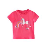 Girls Cotton unicorn Tops Toddler Kids T-Shirt Cute Cartoon Summer Children Kids round neck short sleeves