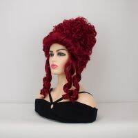 Classic 18Th Century Wig Queen Curly Vintage Wig For Women Cosplay Role Play Medium Length Red Synthetic Hair Accessories