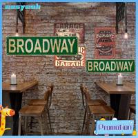 EASYEAH สีเขียวอ่อน ลาย broadway Street Sign การตกแต่งผนัง แผ่นเหล็กชุบดีบุก ภาพวาดติดผนังย้อนยุคทำจากดีบุก สามารถให้บริการได้ 164นิ้วค่ะ ภาพวาดดีบุกตกแต่งบ้าน บาร์บาร์บาร์