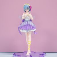 {AhQ ornaments} รูปอะนิเมะ19ซม. Rem Re: ชีวิตในโลกที่แตกต่างจาก Zero Kawaii Girl Angel Wings Rem กระโปรงสีม่วง PVC Collection ของเล่น