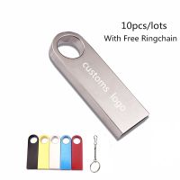 10PCS/Lot Metal USB 2.0 Flash Drive Pen Drive 2GB 4GB 8GB 16GB Pendrive 32GB 64GB 128GB Custom Gift Flash Disk Key USB Stick