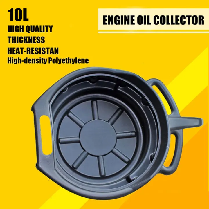 Portable 10L Rubber Oil Drain Pan Storage Black Wast Engine Oil