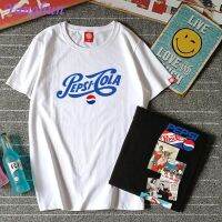 YH Pepsi-Cola เสื้อยืดชายเป๊ปซี่ร่วมแขนสั้นที่ระลึกย้อนยุคแนวโน้มในยุโรปและอเมริกาหลวมเสื้อคนรักแบรนด์น้ำหลวม