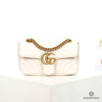 NEW GUCCI MARMONT 22 WHITE CALF GHW