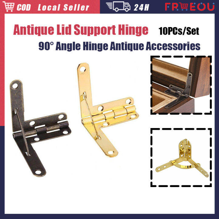 10PCs/Set Antique Lid Support Hinge Frame 90° Angle Jewelry Box Hinges