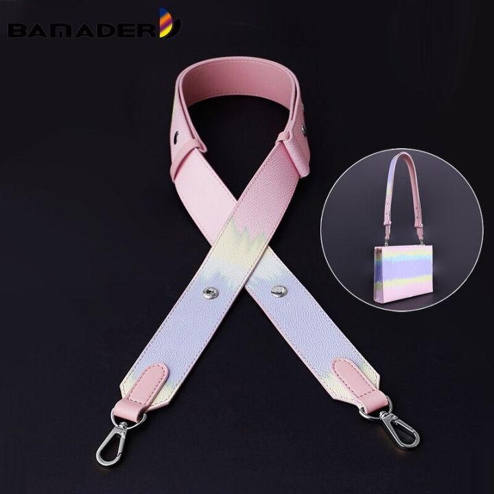 bamader-womens-handbag-shoulder-strap-three-gear-adjustment-leather-wide-bag-strap-change-bag-tie-dye-rainbow-replace-bag-strap