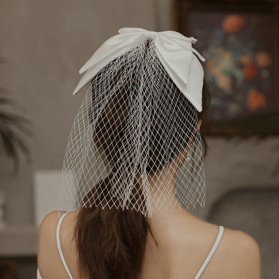 หมวกไหมพรมเจ้าสาว ผ้าคลุมหน้าชุดแต่งงาน อุปกรณ์สตูดิโอถ่ายภาพงานแต่งงานถ่ายภาพผ้าคลุมสั้น ลม MS0001