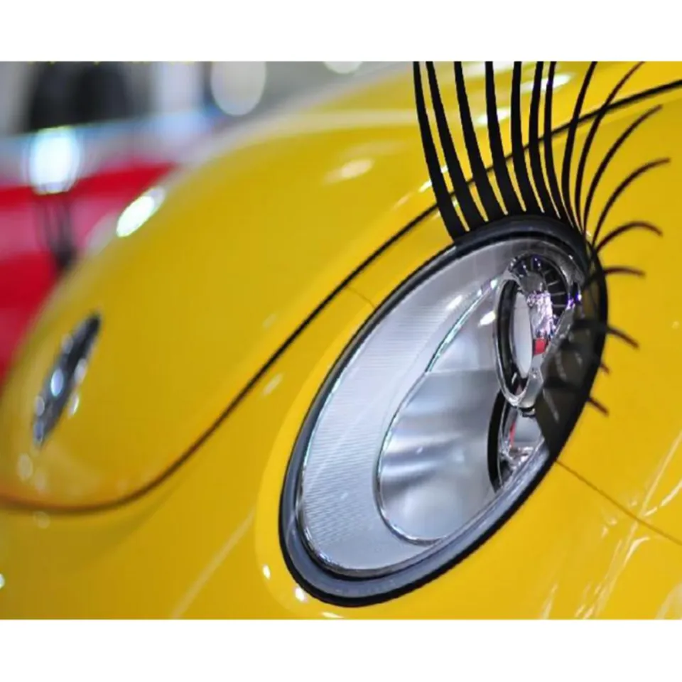 2 Pairs Car Headlight Eyelashes Stickers Fake Eyelash Decal Decoration for  Vehicle Car Body Sticker Windshield (Black)