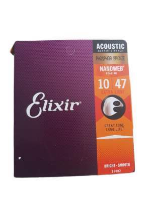 สายกีต้าร์ Elixir โปร่ง เบอร์ 10/47 1 ชุด มี 6 เส้น แถมปิ๊ก 1 ตัว