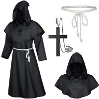 2023 Halloween Wizard Costume Cosplay Medieval Hooded Robe Costume Monk Friar Robes Priest Costume Ancient Clothing Christian Suit