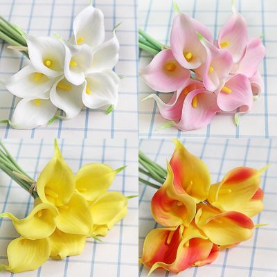 32CM PU Single Mini Calla Lily Artificial Flower Fake Flower High-end Wedding Home Decoration Flower