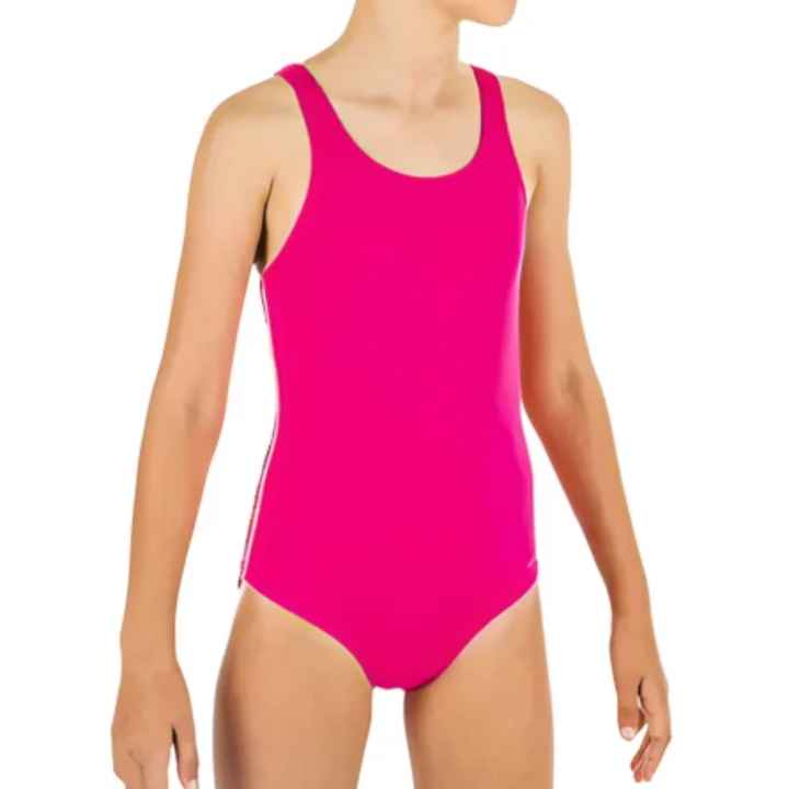 nabaiji-ชุดว่ายน้ำวันพีซ-สีชมพู-vega-ชุดว่ายน้ำเด็กผู้หญิง-สวมใส่กระชับด้วยดีไซน์ปิดด้านหลังและสายรูปตัว-v