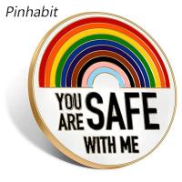 Pinhabit คุณมีความปลอดภัยกับฉันเคลือบ Pins พยาบาลหมอแพทย์นักเรียน Pins สายรุ้งเข็มกลัดปกขาเคลือบ Pins สำหรับเสื้อผ้ากระเป๋าเป้สะพายหลังหมวกตกแต่งตลกตราเครื่องประดับของขวัญ