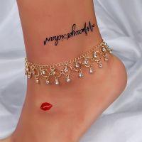 【CW】◙▣  Beach Anklet Rhinestone Tassel Foot Leg Womens Fashion Jewelry Ankle Chain Barefoot Sandals