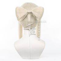 Game Genshin Impact Ningguang Pizza Hut Cosplay Wig New Skin Beige Wigs With Bow Heat Resistant Synthetic Halloween Wig