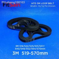 FitSain-HTD 3M Timing Belt 519/522/525/531/537/540/549/552/564/570mm Rubbe Toothed Belt Closed Loop Synchronous Belt pitch 3mm