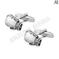 ANGELINO RUFOLO Cufflink(คัฟลิงค์) ดีไซน์ Boxing Gloves กระดุมข้อมือคัฟลิ้งโรเดียมคุณภาพเยี่ยม ตัวเรือนสีเงิน