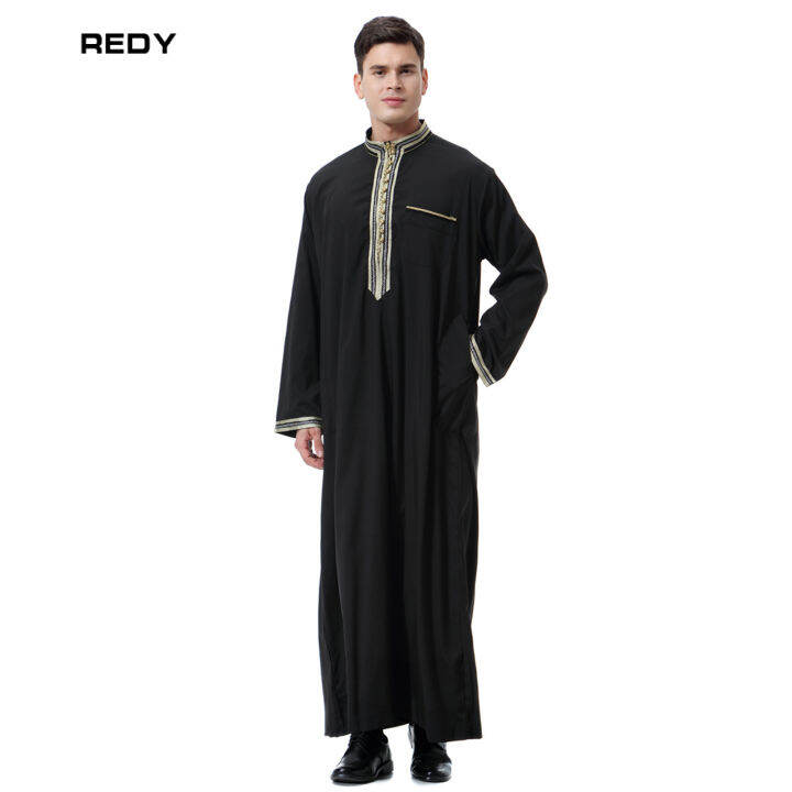 redy-men-s-thobe-kaftan-islamic-ชุดเดรสอาบายาชุดคลุมดูไบตะวันออกกลางแขนยาวซาอุดิอาหรับ