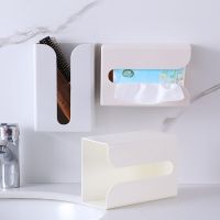 Wall Mounted Tissue Box Adhesive Tissue Shelf Napkin Holder Garbage Bag Dispenser Rack Storage Home Space-saving Shelf