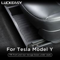 [More Suitable]โชคดีสำหรับ Tesla Model Y 2017 2023กล่องเก็บของใต้ที่นั่งตัวจัดระเบียบที่ใส่ลิ้นชักอุปกรณ์เสริมรถยนต์ที่ต่ำกว่า TPE