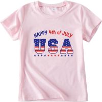 Kid Toddler Shirts 4th of July 3D Graphic Printed Tees Boys Girls Novelty Fashion Short Junior Size (Pink, 12-24 Months)