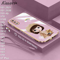 หมวกชุบหรูหรา Kanavi สาวเคสโทรศัพท์ยางนุ่มสำหรับ VIVO Y31 2021 Y51 2020 Y55 4กรัม Y78 Y100 Y95 Y93 Y91 Y91C Y71 Y85 V9 Y66 Y83 Y79 V7บวกที่ทันสมัยและทนทานฝาครอบโทรศัพท์