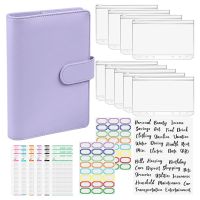 A6 PU Leather Noterbook Binder 6 Ring Binder Cover,Expense Budget Sheets,Binder Pockets,for Budget Planner