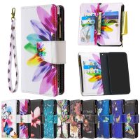 ✘►▧ Zipper Leather Wallet Book Case for OPPO A16 2021 Flip Cover Multi Card Slot Phone Shell OPPO A16S Case OPPO A 16 S Shockproof