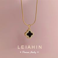 ◎✘▼ LEIAHIN สร้อยคอแฟชั่นชุบทอง 18K โชคเกอร์จี้โคลเวอร์สี่แฉกนำโชคสำหรับผู้หญิงเครื่องประดับแฟชั่นประจำวันของขวัญวันเกิดแฟน ไม่ลอกดำง่าย สา