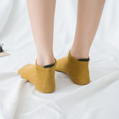 ‘；’ 5 Pairs Women Casual Ankle Socks Spring Autumn Summer Unisex Breathable Solid Color Sweat-Absorbent Low Cut Female Short Socks
