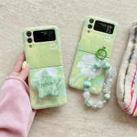 DJJ เคสใส่ Flip3สำหรับ Samsung Galaxy Z Flip 3 5G Z Zflip4 Zflip3 ZfFlip 3 4ชิ้นเคสลายดาวสุดหรูแบบเกาหลีเคสลายลูกปัดผีเสื้อโซ่