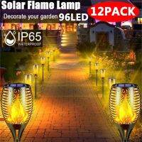 ✖♨℡ 1/2/4/6/8/10/12Pcs Solar Flame Torch Light Flickering Light Waterproof Garden Decoration Outdoor Lawn Path Yard Patio Floor Lamp