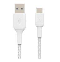 CHARGER CABLE (สายชาร์จ) BELKIN BRAIDED USB-C TO USB-A 1 METER (CAB002BT1MWH)