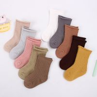 ﹍  5pairs/lot Baby Socks Children Boys Girl Autumn Winter Warm Sock Ribbed Solid Color Clothes Accessories for 0-12Years Child Fall