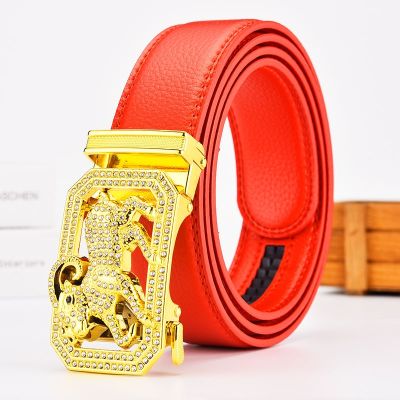 [leather upgrade car line] zodiac year red one with automatic buckle male belt belts in the new male
